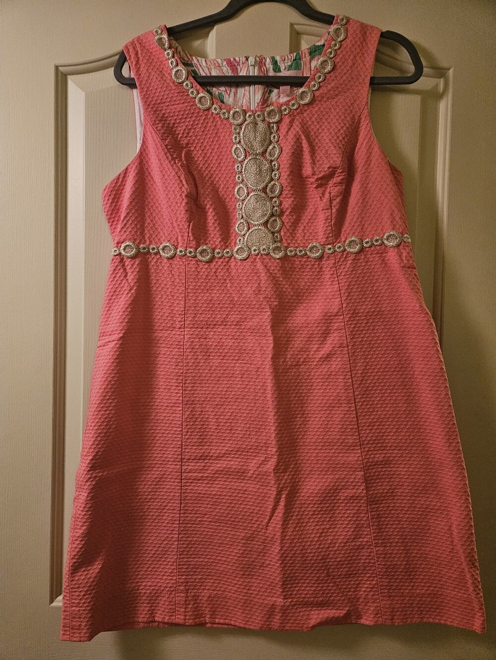 Lilly Pulitzer Coral Pink Embellished Sleeveless Mini Dress